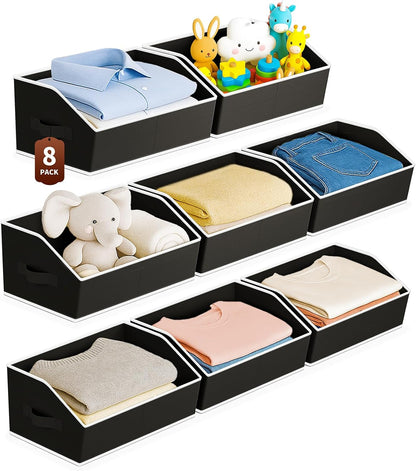 Homsorout Large Closet Organizers and Storage Bins - Trapezoid Storage Baskets for Shelves, Foldable Fabric Baskets with Handles Ideal for Closet, Basket, Wardrobe and Shelf Storage, Beige