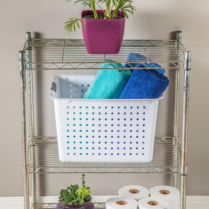Sterilite 12-Pack Deep Ultra Basket, Open Top Plastic Storage Organizer, White - Classic Baskets for Organizing Countertops, Pantry Shelves, Kitchen Cabinets, Laundry Rooms or Home Offices