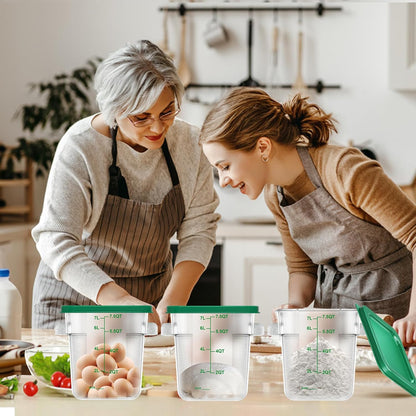 4 pcs 4qt Food Storage Containers with Lid, Square Clear Commercial Food Storage Containers with Handle and Scale for Food Storage in Home Kitchen & Dining (Green)