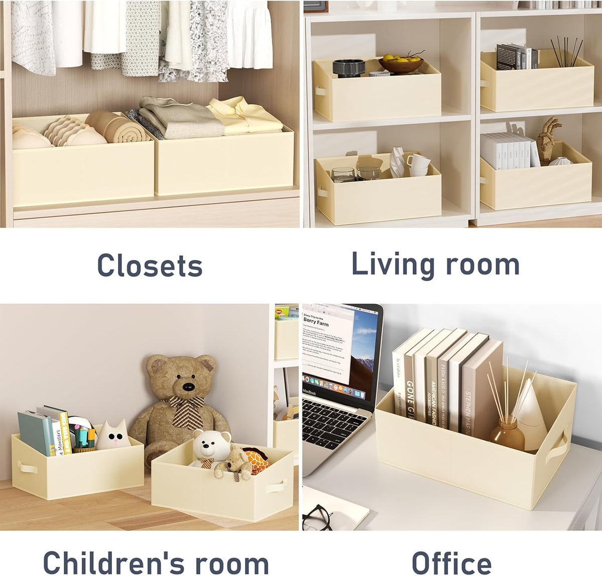 DIMJ Closet Storage Bins - Fabric Storage Baskets for Shelves, Collapsible Closet Organizers and Storage with Handles, Trapezoid Shelf Organization Storage Cubes for Purse, Toys, Books, Towel, Socks