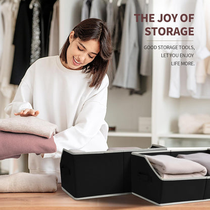 Homsorout Closet Organizers Bins 6 Packs - Large Closet Shelf Organizer with Handles, Fabric Trapezoid Storage Bins, Collapsible Storage Cubes for Clothes, Towels, Light Gray