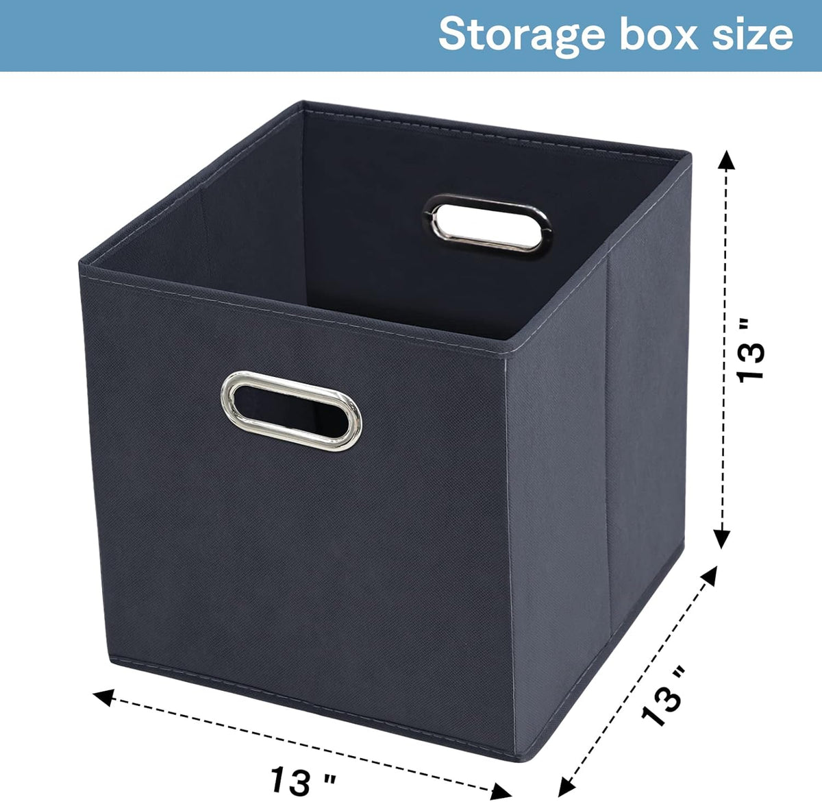 Black Fabric Cubby Storage Bins，13x13x13 Inches ，Cube Organizer Bin Foldable Storage Boxes with Dual Handles Fabric Organizer Box and collapsible Storage basket，Set of 3 ，Black