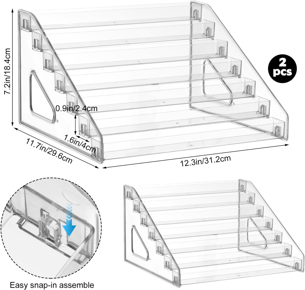 YEXEXINM 2 Pack 7 Tier Essential Oil Organizer,Clear Essential Oil Holder,Essential Oil Storage Shelf,Essential Oil Collection Display Rack Organizer Holds 5ml 10ml 15ml 30ml Essential Oils