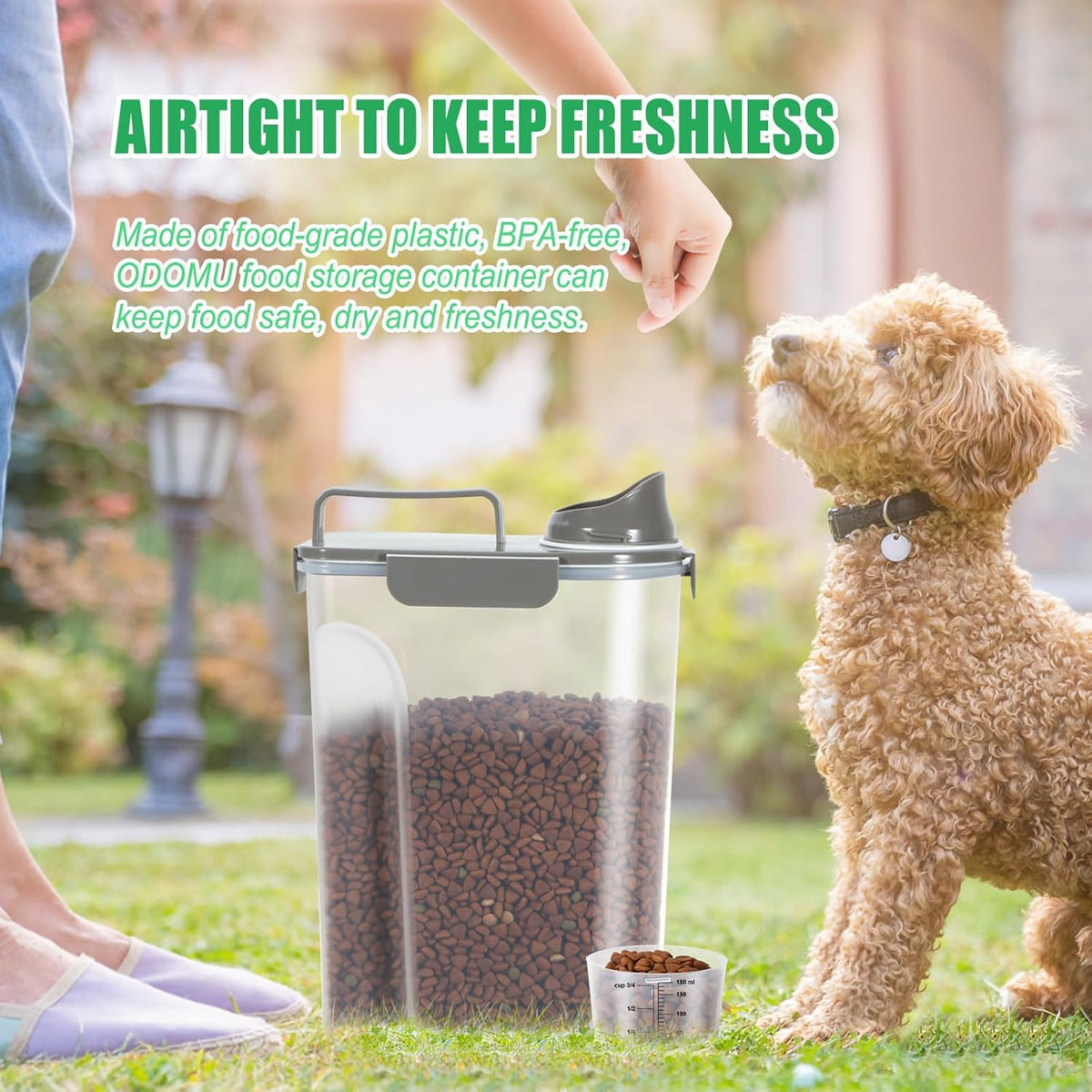Dog Cat Food Storage Container 3-5lb, Pet Food Container Airtight with Large Spout & Cup, BPA-Free Plastic Food Dispenser for Pet Food, Bird Seed, Rice, Flour (Pink (3L-1pack))