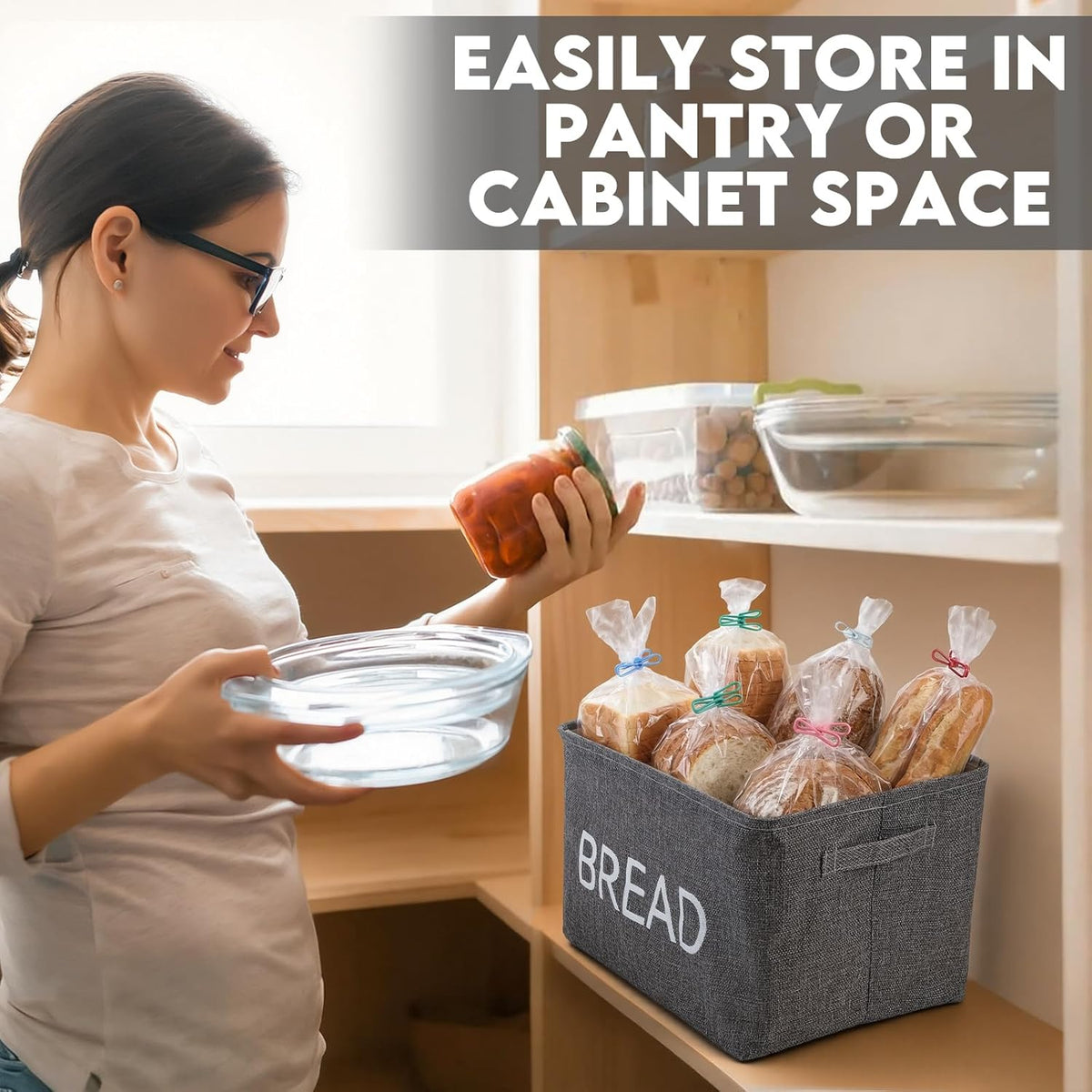 Newtay 17 Pcs Snack Basket Sets, Snack Storage Bin for Pantry Shelves with 16 Pcs 2 Inch Chip Clips, Basket Organizer for Kitchen Home, Chips, Popcorn, Candy, Pretzels(Burlap,Khaki)