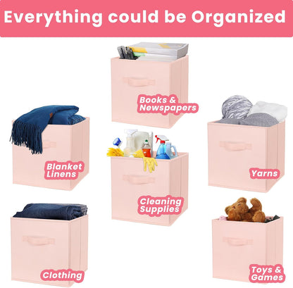 Criusia Large Storage Cubes, 13x13 Cube Storage Bins (Set of 10), Fabric Collapsible Storage Bins with Dual Handles, Foldable Cube Baskets for Shelf, Closet Organizers and Storage Box (Grey)