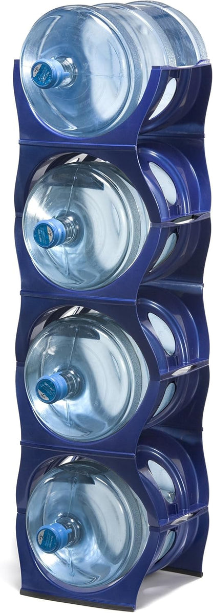 Bariboo Stackable Water Bottle Storage Rack Best Water Jugs 5 Gallon Organizer. Jug Holder for Kitchen, Cabinet and Office Organizing. Reinforced Polypropylene (Silver, 4 No Shelf)