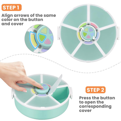 Pawtong Snack Rotator Container Reusable Snack Box with 5 Compartment Dispenser and Lid, Color Matching Opening Lid, BPA and PVC Free, for Home, School, Travel (Purple)