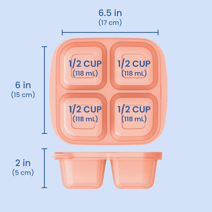 Bentgo Easyboxes 4-Compartment Snack Containers - 8-Piece Set with 4 Trays & 4 Custom-Fit Lids to Seal in Freshness - Reusable Food Storage & Meal Prep Bento BPA-Free Containers (Brights 4-Pack)