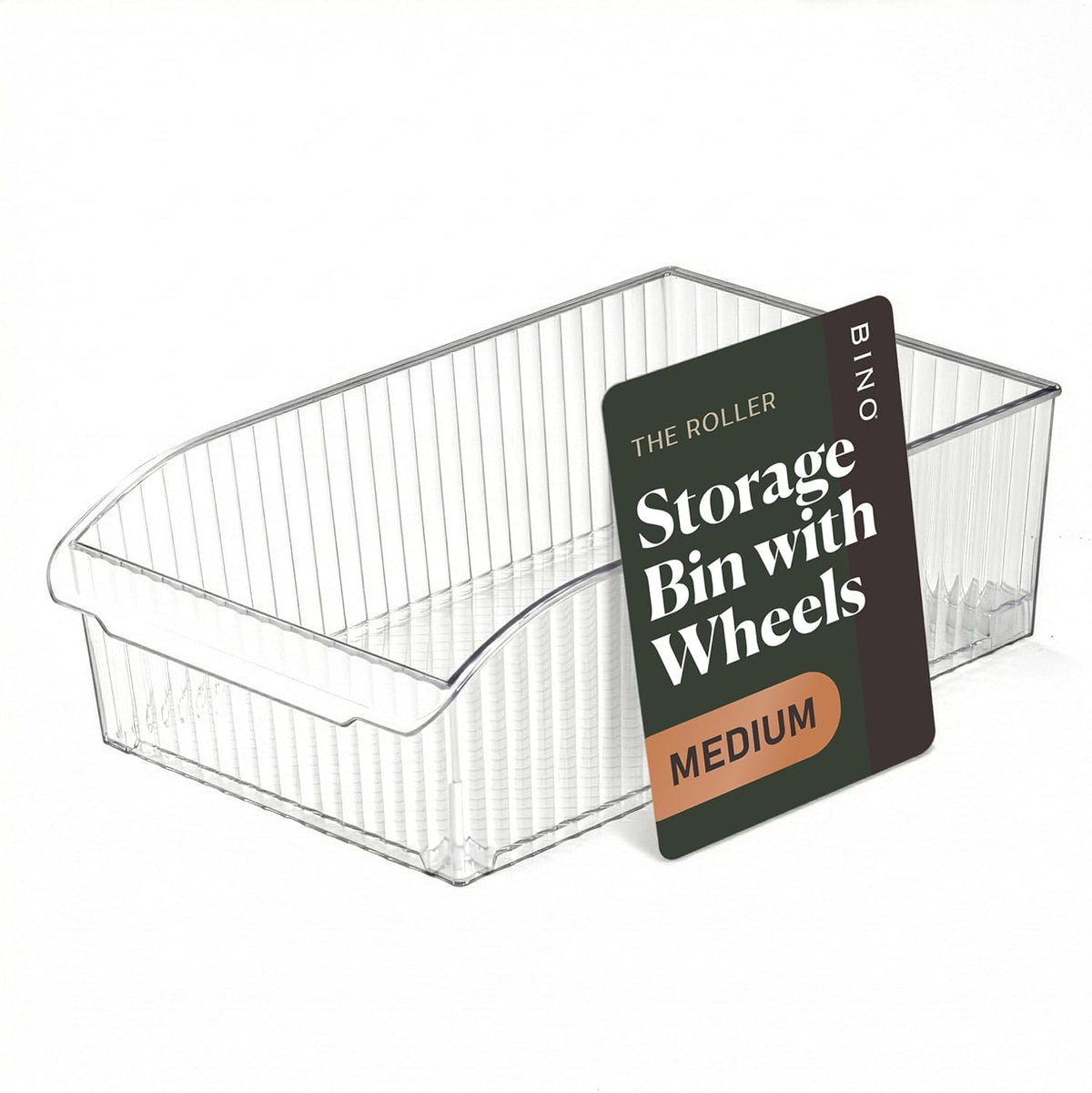 BINO | Plastic Storage Bins with Wheels, X-Large | THE ROLLER COLLECTION | Clear Storage Bins for Organization | Clear Containers for Pantry Fridge & Freezer Organizer Bin Cabinet & Pantry Organizers