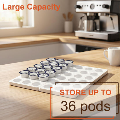 RMAIEYOO Coffee Pod Storage Organizer for Kitchen Drawer, Holds 36 K Cup Pods, Premium Plastic Tray with Non-Slip Mat, Space-Saving Drawer Organizer for Keurig Coffee Capsules