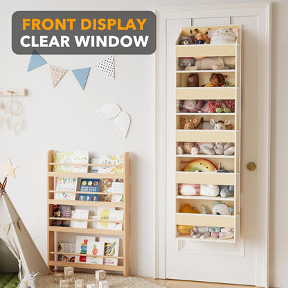SpaceAid Over The Door Organizer with 5 Large Pockets and 10 Mesh Side Pockets, 5 Layers Door Organizer Hanging with Clear Window for Bedroom, Bathroom, Pantry and Nursery, Gray