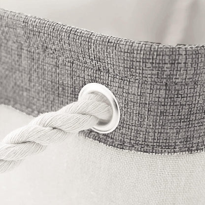 Fabric Storage Bins 12x8x5 inch [6-Pack] with Rope Handles - Decorative Baskets for Organizing