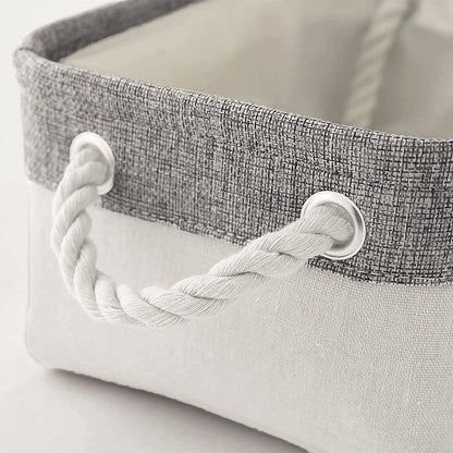 Fabric Storage Bins 12x8x5 inch [6-Pack] with Rope Handles - Decorative Baskets for Organizing