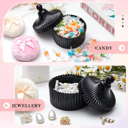 Tioncy 3 Pcs Large Body Powder Puff and Container Valentine's Day gift Powder Container with Puff Crystal Case Soft Washable Reusable Velour Face Body Glitter Wet Dry Makeup (Classic,Clear)
