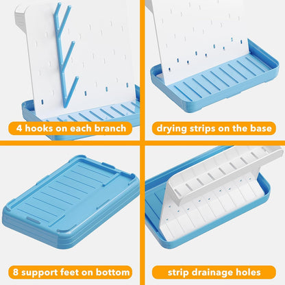 SpaceAid Baby Bottle Drying Rack with 20 Hooks, Space Saving Kitchen Bottles Rack Dryer, Vertical Baby Bottle Holder Organizer for Countertop Storage Accessories (White and Gray)