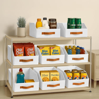 Homsorout Fabric Storage Bins for Organizing - Large Trapezoid Collapsible Storage Bins with Front Handle, Closet Organizers and Storage for Bedroom, Home Shelves, Small Spaces, Beige