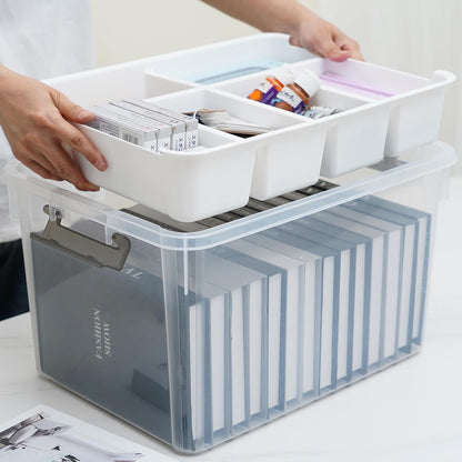 Citylife 17 QT Plastic Storage Box with Removable Tray Craft Organizers and Storage Clear Storage Container for Organizing Bead, Tool, Sewing, Playdoh