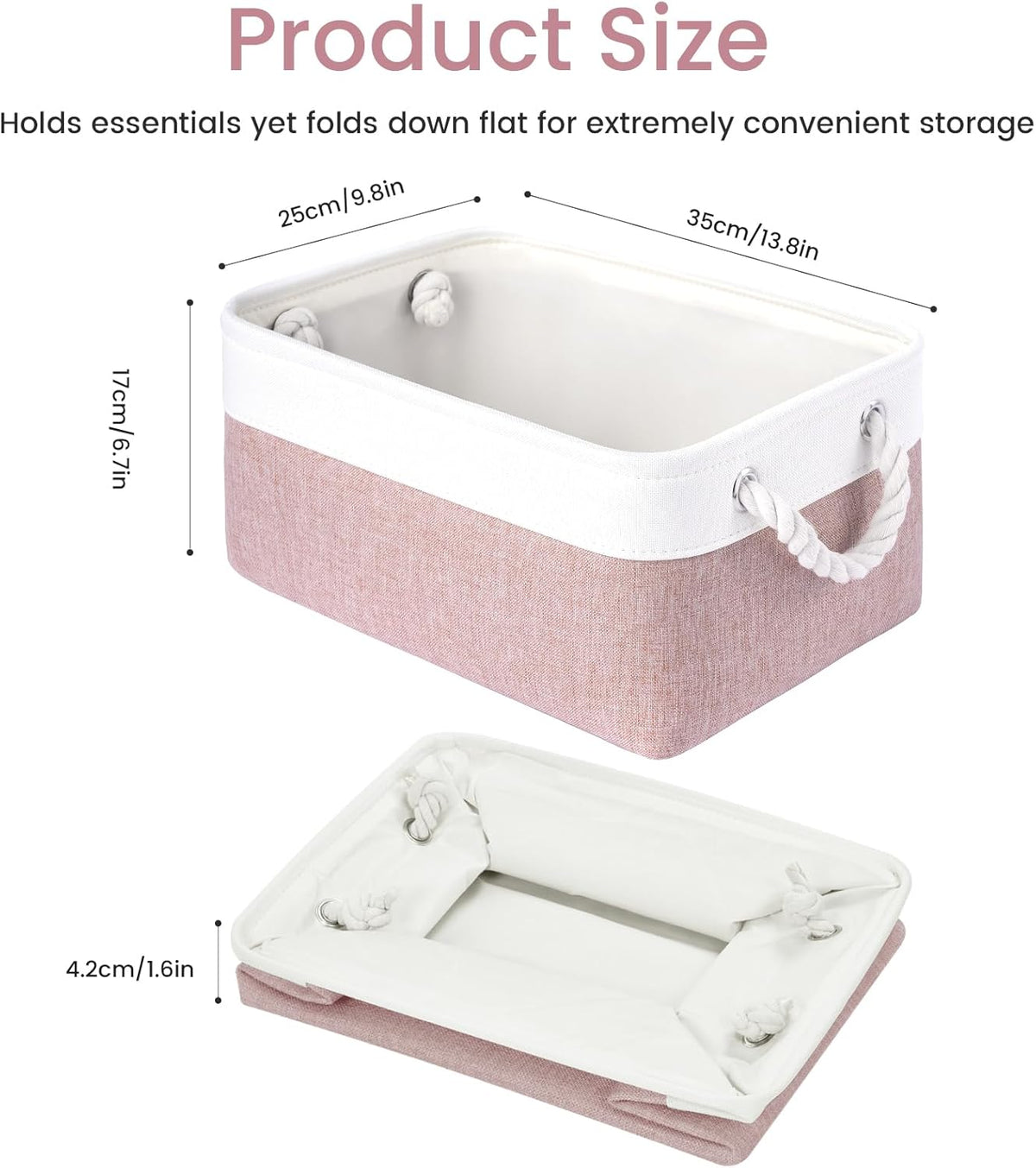 Large Storage Baskets- 15.7x11.8x8.26 inch Storage Bins for Shelves and Closet Organizing, Foldable Fabric Bin for Home Organization Clothes and Laundry (3-Pack, White&Khaki)