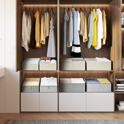 DIMJ Closet Storage Bins - Fabric Storage Baskets for Shelves, Collapsible Closet Organizers and Storage with Handles, Trapezoid Shelf Organization Storage Cubes for Purse, Toys, Books, Towel, Socks