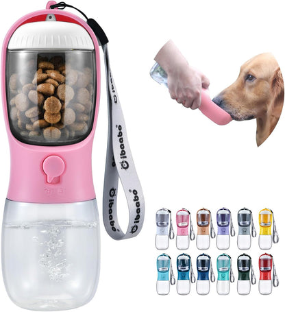 Cibaabo Dog Water Bottle with Food Container, Travel Puppy Water Bowl, Portable Pet Dispenser, Girl Dog Mom Gifts Accessories Stuff Essentials Necessities for Yorkie Chihuahua Cat Walking and Hiking