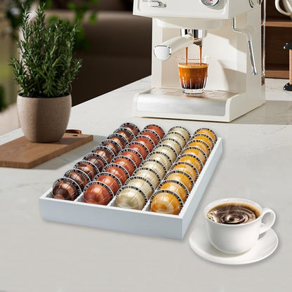 MinBoo Bamboo Coffee Pod Storage Holder Drawer Insert for Counter Compatible Nespresso Vertuo Vertuoline Capsules for Kitchen, Home, Office, Coffee Station