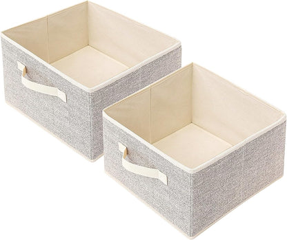 Storage Baskets, 11-Inch Woven Fabric Bins, Storage Cubes with Reinforced Handles, Organizer Bins for Closet Shelves, Foldable, for Toys, Clothes, Natural Beige (3PCS/Beige-11*11*7.8inch)