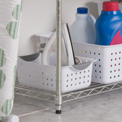 Sterilite 6-Pack Deep Ultra Basket, Open Top Plastic Storage Organizer, White - Classic Baskets for Organizing Countertops, Pantry Shelves, Kitchen Cabinets, Laundry Rooms or Home Offices