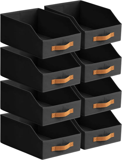 Homsorout Fabric Storage Bins for Organizing - Large Trapezoid Collapsible Storage Bins with Front Handle, Closet Organizers and Storage for Bedroom, Home Shelves, Small Spaces, Beige
