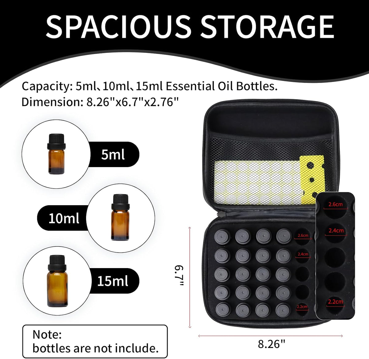 Essential Oil Storage Holder Organizer Carrying Case - 30 Bottles | Hard Shell Essential Oils Box Holds 5ml 10ml 15ml Bottle Travel Bag with Labels & Foam Insert for doTERRA & Young Living
