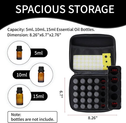 Essential Oil Storage Holder Organizer Carrying Case - 30 Bottles | Hard Shell Essential Oils Box Holds 5ml 10ml 15ml Bottle Travel Bag with Labels & Foam Insert for doTERRA & Young Living