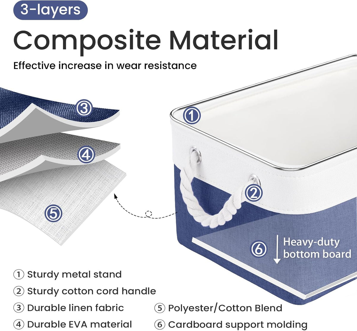 Large Storage Baskets- 15.7x11.8x8.26 inch Storage Bins for Shelves and Closet Organizing, Foldable Fabric Bin for Home Organization Clothes and Laundry (3-Pack, White&Khaki)