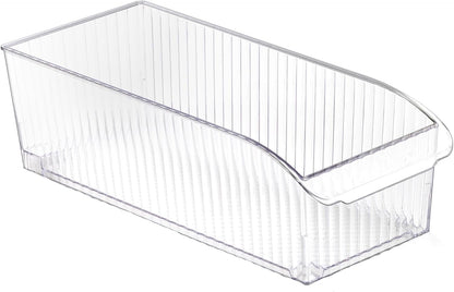 BINO | Plastic Storage Bins with Wheels, X-Large | THE ROLLER COLLECTION | Clear Storage Bins for Organization | Clear Containers for Pantry Fridge & Freezer Organizer Bin Cabinet & Pantry Organizers