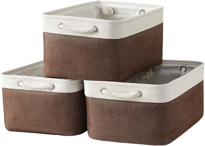 Fabric Storage Bins 12x8x5 inch [6-Pack] with Rope Handles - Decorative Baskets for Organizing