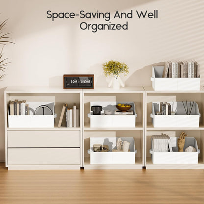 Homsorout Large Closet Organizers and Storage Bins - Trapezoid Storage Baskets for Shelves, Foldable Fabric Baskets with Handles Ideal for Closet, Basket, Wardrobe and Shelf Storage, Beige