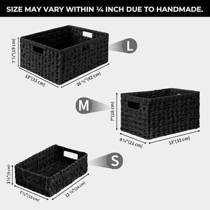 GRANNY SAYS Wicker Storage Baskets for Shelves, Wicker Baskets for Organizing, Waterproof Woven Basket for Pantry, Rectangle Basket for Shlef, Brown, 2-Pack