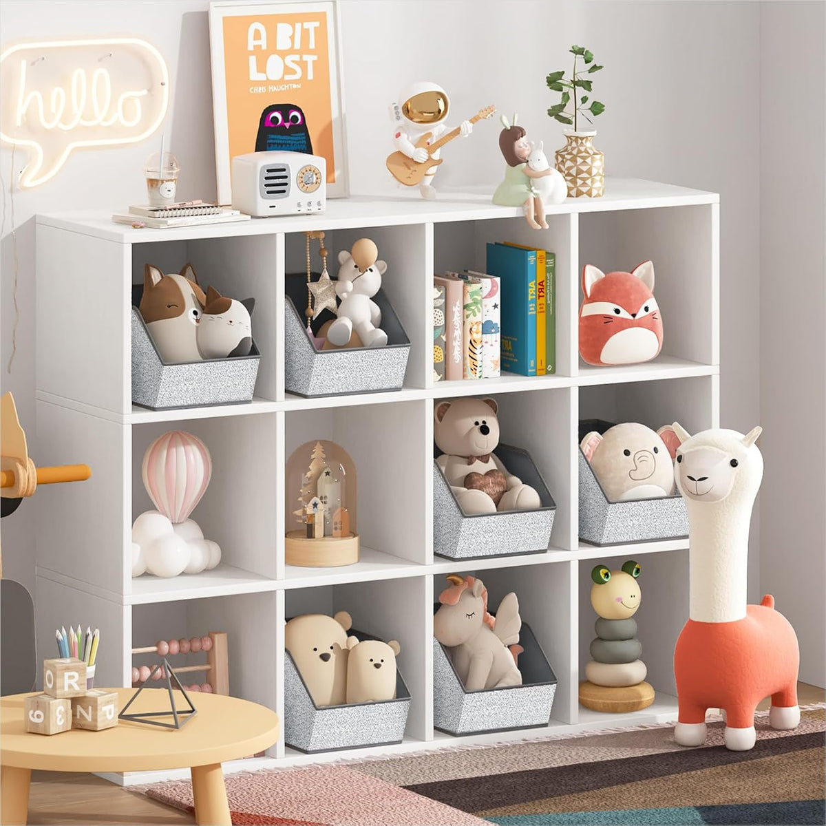 Homsorout Fabric Closet Storage Cubes - Square Storage Bins with Dual Handles for Clothes, Towels, Toys, Cube Storage Organizers for Bedroom, Nursery, Shelves, Closet, Small Spaces, Beige