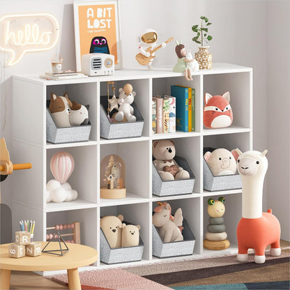 Homsorout Fabric Closet Storage Cubes - Square Storage Bins with Dual Handles for Clothes, Towels, Toys, Cube Storage Organizers for Bedroom, Nursery, Shelves, Closet, Small Spaces, Beige