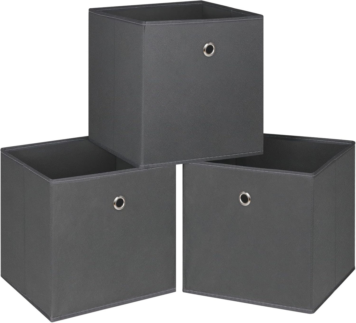 Black Foldable Storage Cubes Bins ,11 Inch Cloth Storage Cube Fabric Storage Box Cubes Organizer Baskets with Handles for Home Organizer Set of 3 (Black)