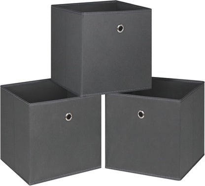 Black Foldable Storage Cubes Bins ,11 Inch Cloth Storage Cube Fabric Storage Box Cubes Organizer Baskets with Handles for Home Organizer Set of 3 (Black)