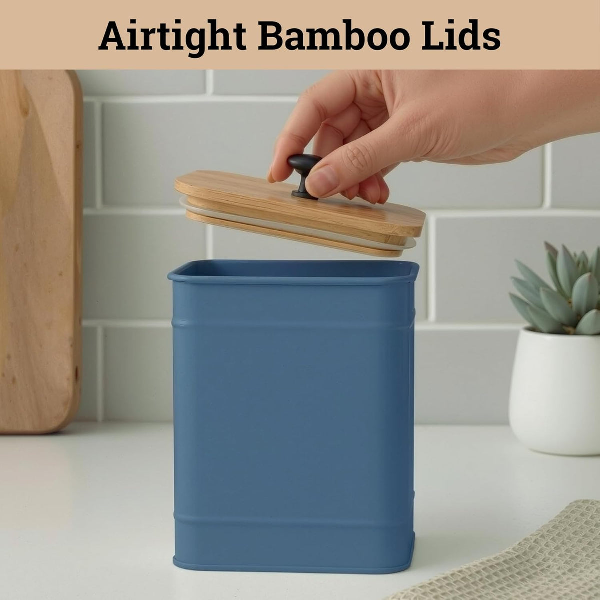 Kitchen Canisters for Countertop Set of 4 with Customizable Chalkboard Labels & Marker Pen - Big Iron Kitchen Canisters with Airtight Lids - Black Canister Set - Flour and Sugar Containers Farmhouse