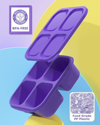 Canfanni 5 Pack Bento Snack Containers, 4 Compartment BPA-free Plastic Food Storage Containers, Divided Lunchable Container, Bento Lunch Box for Work and Travel