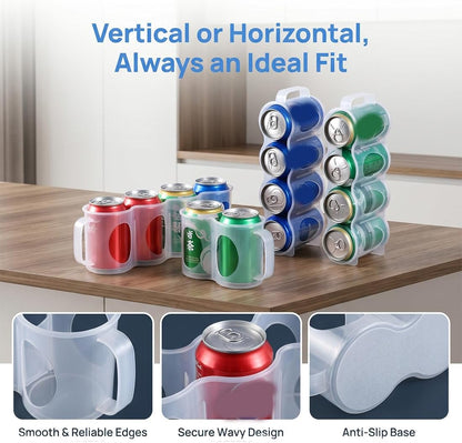 Can Holder for Cooler, Portable Soda Can Organizer for Cooler with Handle, Space-Saving Rotating Beverage Rack for Fridge, Pantry and Counters, Easy-Access Soda and Beer Cans Organizer