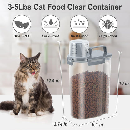 Dog Cat Food Storage Container 3-5lb, Pet Food Container Airtight with Large Spout & Cup, BPA-Free Plastic Food Dispenser for Pet Food, Bird Seed, Rice, Flour (Pink (3L-1pack))