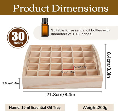 VolksRose 30-Slot Wooden Storage Box - Fits 5-15 ml Bottles, Travel & Presentation Storage, Nail Polish & Perfume Collection