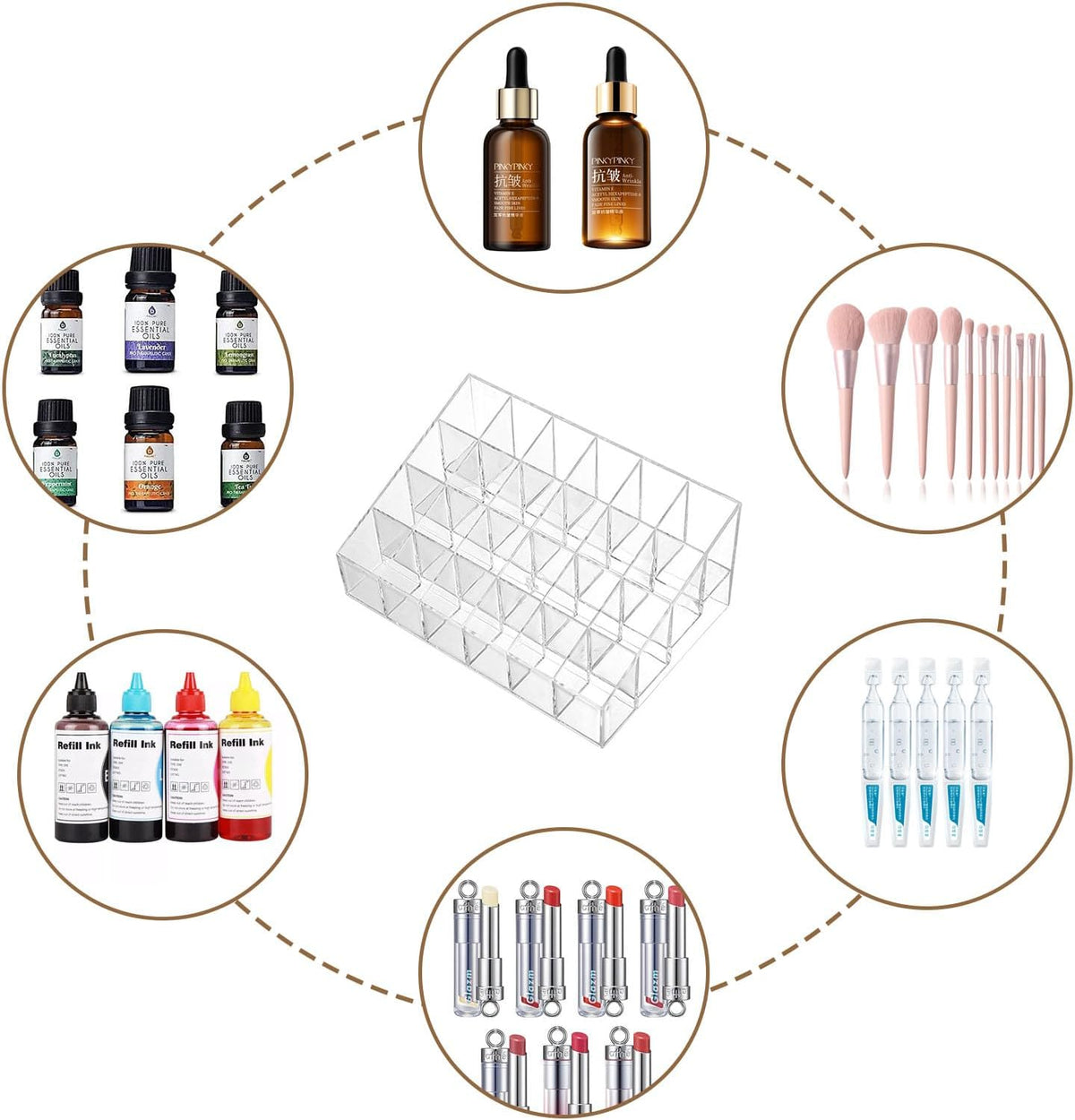 24Slots Essential Oil Holder，Plastics Essential Oil Storage,for Bottles Perfumes and Nail Polish Shelf，Essential Oil Organizer,Makeup Storage Rack