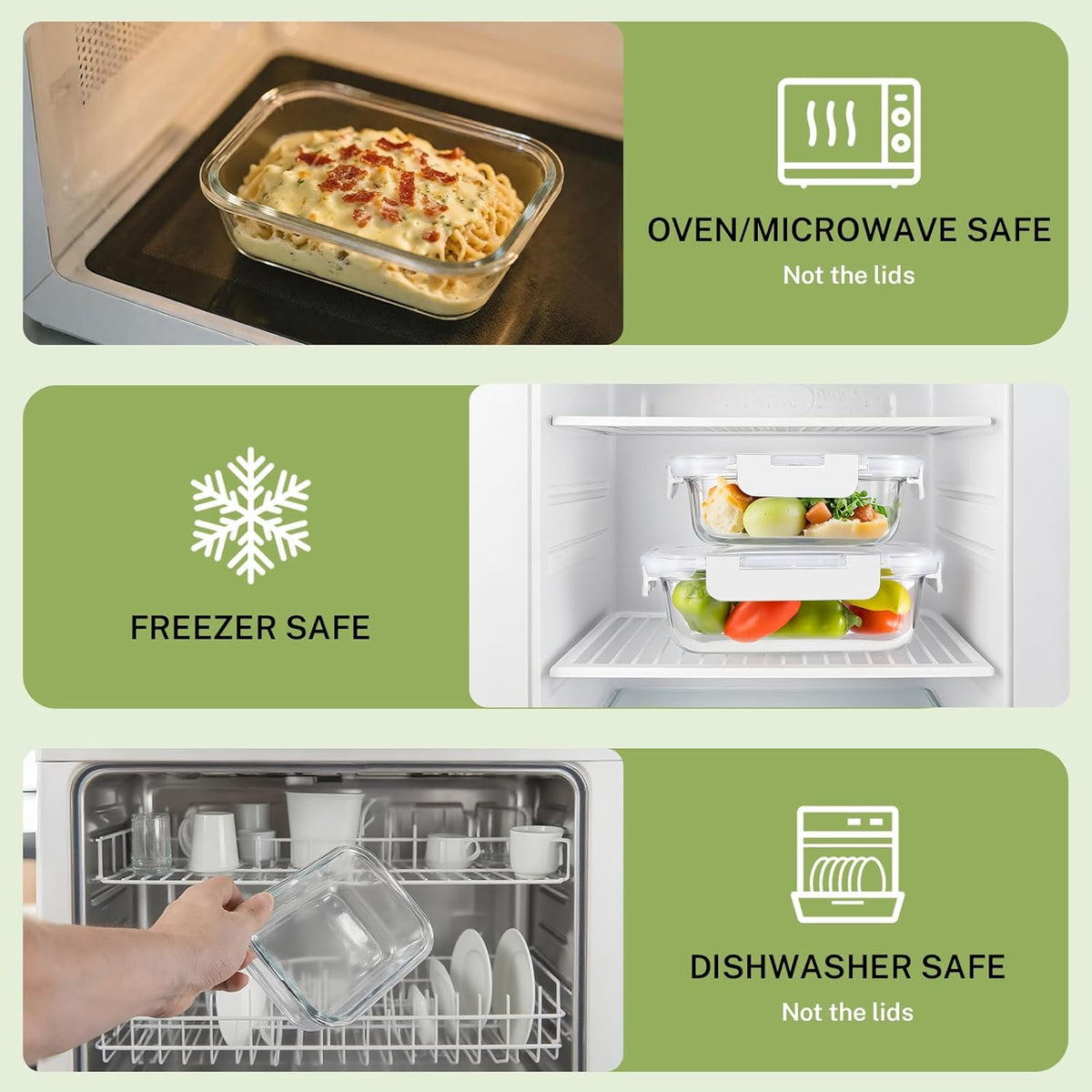 8 Pack Borosilicate Glass Food Storage Containers with Lids, Glass Meal Prep Containers, Airtight Bento Lunch Boxes with Snap Locks, Oven, Freezer and Dishwasher Safe, BPA Free, Kitchen Storage Set