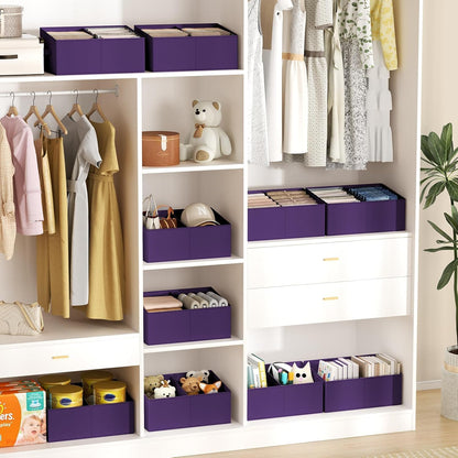DIMJ Closet Storage Bins - Fabric Storage Baskets for Shelves, Collapsible Closet Organizers and Storage with Handles, Trapezoid Shelf Organization Storage Cubes for Purse, Toys, Books, Towel, Socks
