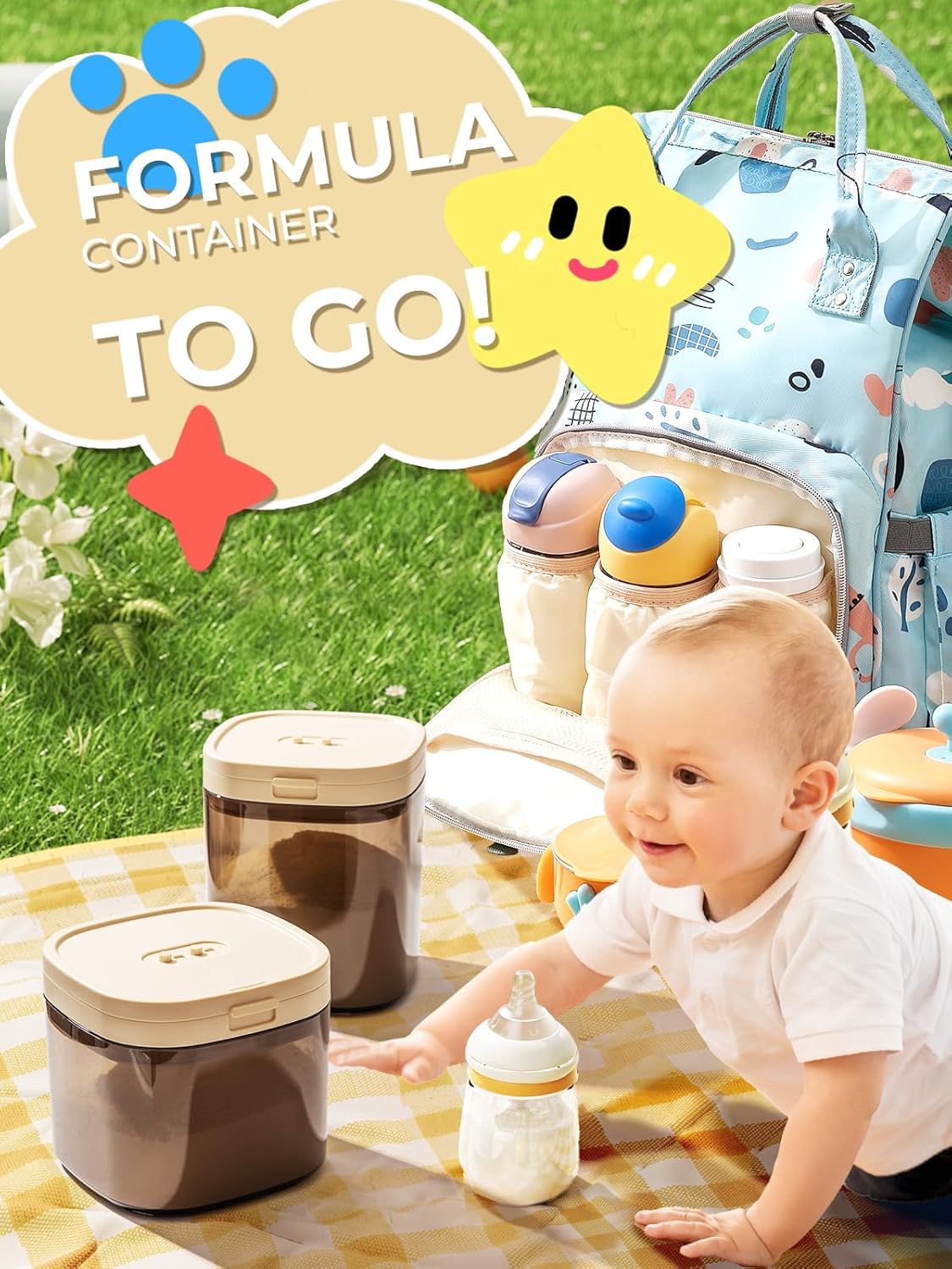 Formula Container to Go- 1700ml Pop Top Milk Powder Container, BPA-Free Airtight Formula Dispenser with Scoop and Scraper, 21OZ, 1.32LB, 600g, Clear