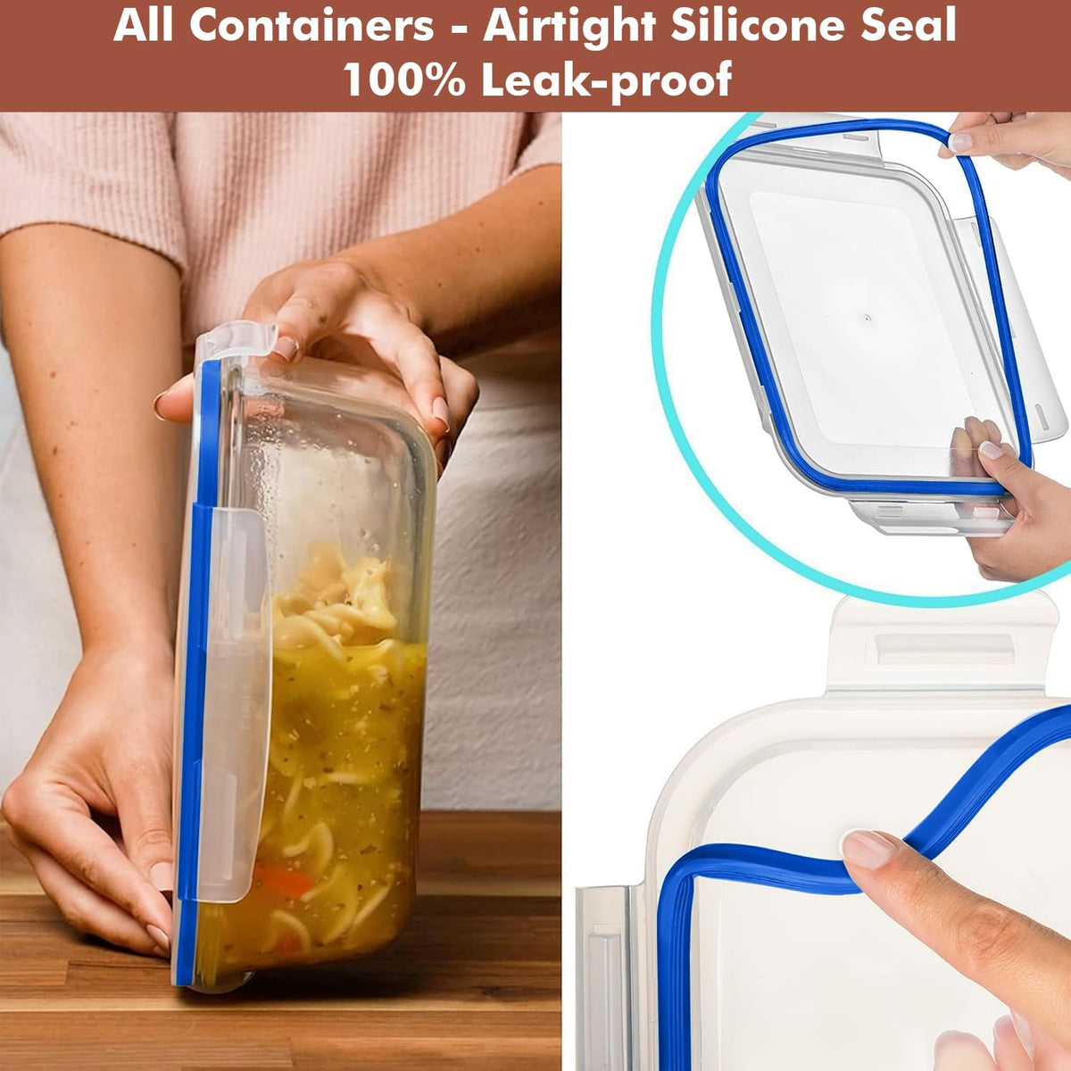 8 Cups/ 63 Oz 4 Piece (2 containers + 2 Lids) Large Glass Food Storage/ Baking Containers with Locking Lids . Ideal for Storing food, vegetables or fruits. BPA Free & Leak Proof -Microwave, Oven Safe